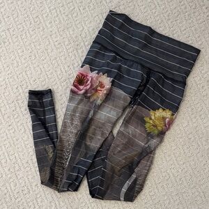 Teeki Charcoal and White Striped Leggings